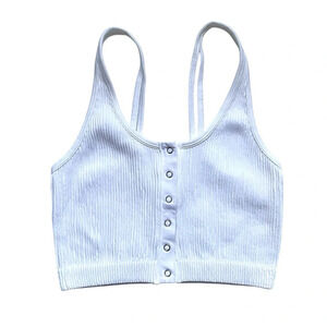 Aerie White Ribbed Cropped Tank